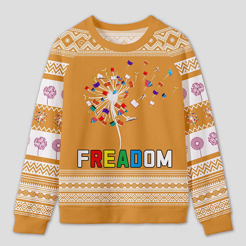 Personalized Rainbow Book Reimagined Dandelion Ugly Sweater Office Holiday Party Gift for Reading Enthusiasts