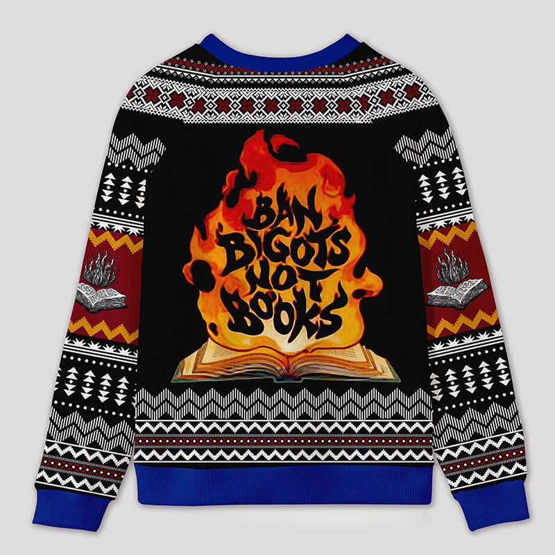 Personalized Anti Book Ban Humor Ugly Sweater Office Holiday Party Gift for Book Defenders