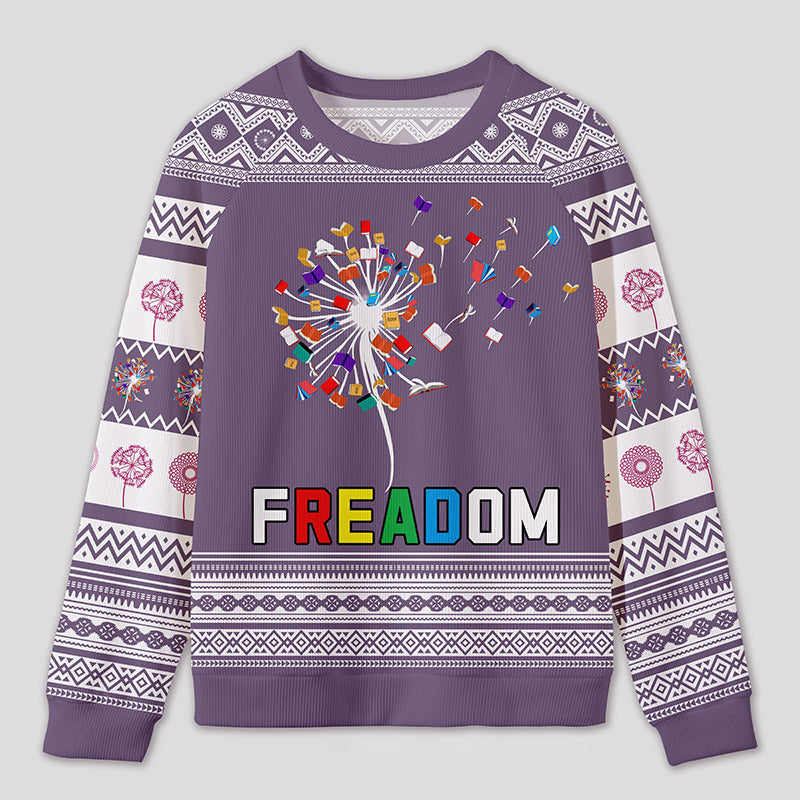 Personalized Rainbow Book Reimagined Dandelion Ugly Sweater Office Holiday Party Gift for Reading Enthusiasts