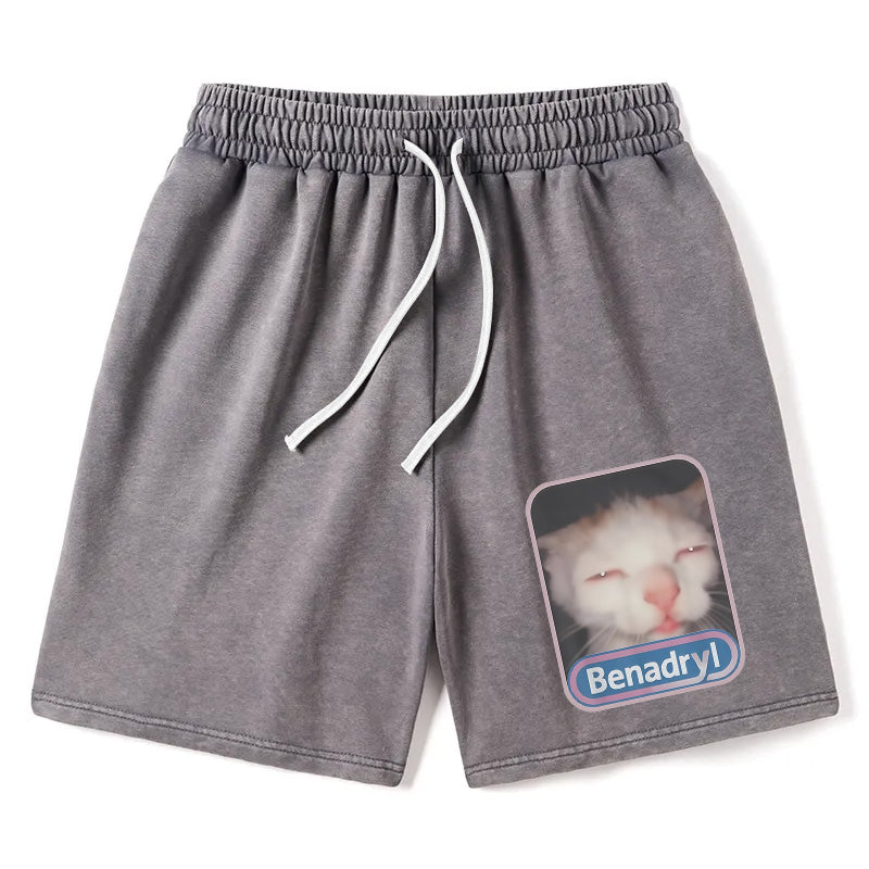 Animescollection Benadryl Meme Cat Washed Shorts
