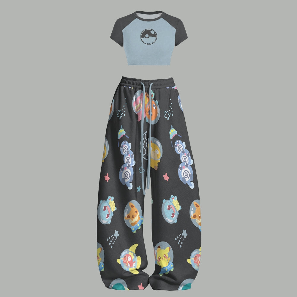 Pokémon Women's Crop Top and Elastic Waist Pants Set