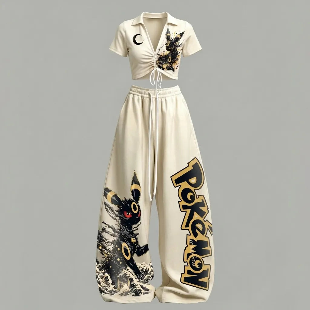 Pokémon Drawstring Short Sleeve Top & Long Pants Two-Piece Set