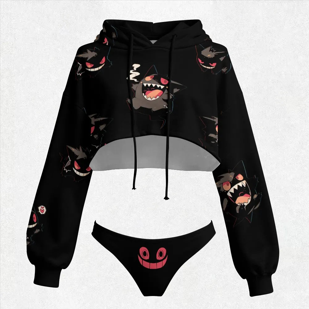 "Pokémon" Women's Cropped Hoodie & Thong Sets