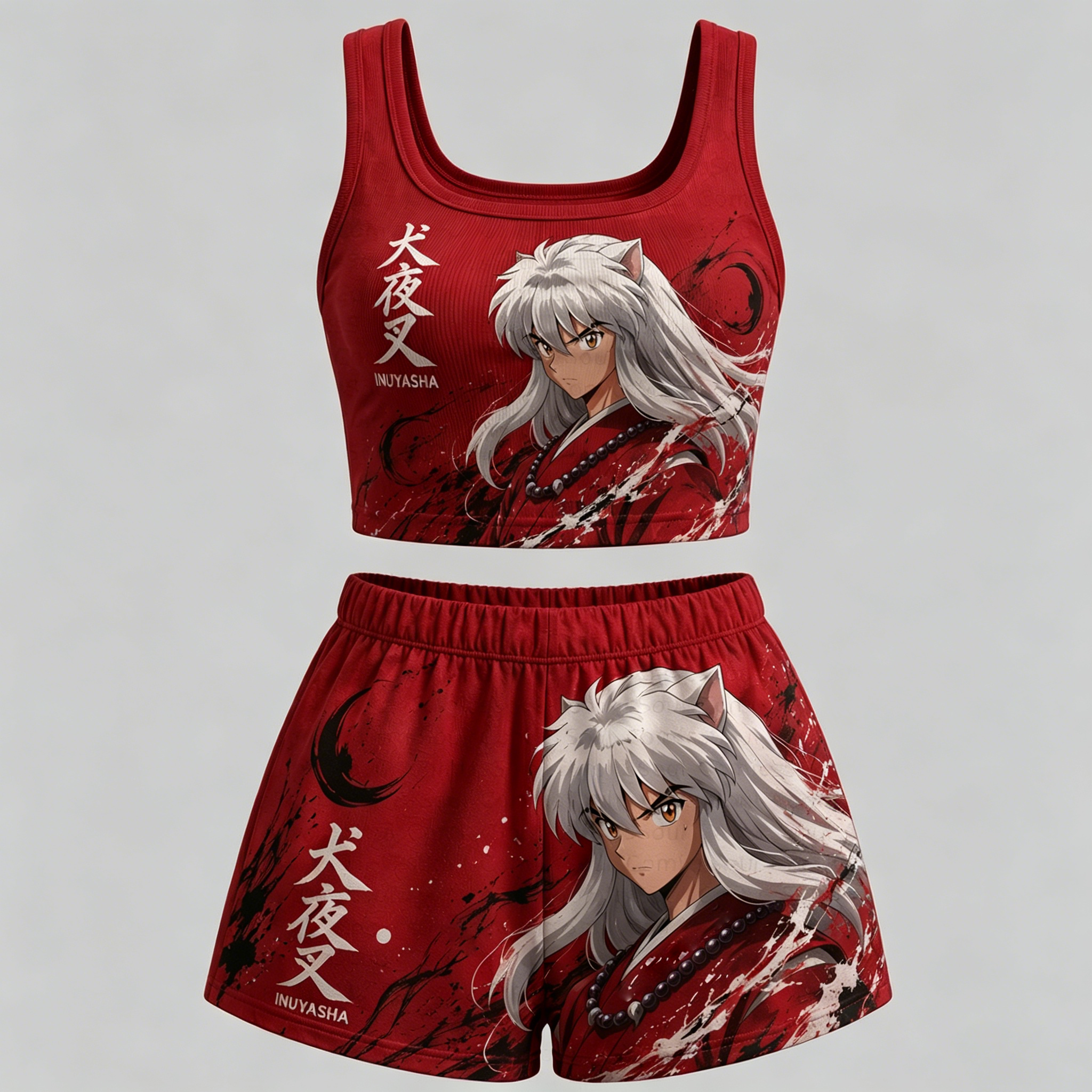 Animescollection Inuyasha Vest and shorts Two-Piece Set