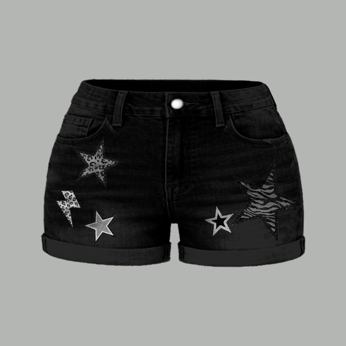 Las Vegas Raiders X Pokémon Bodysuit  & Stretch Black Denim Shorts Two-Piece Set