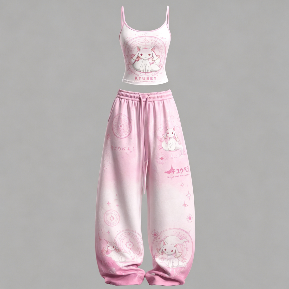 Puella Magi Madoka Magica Women's Top and Elastic-Waist Pants Two-Piece Set