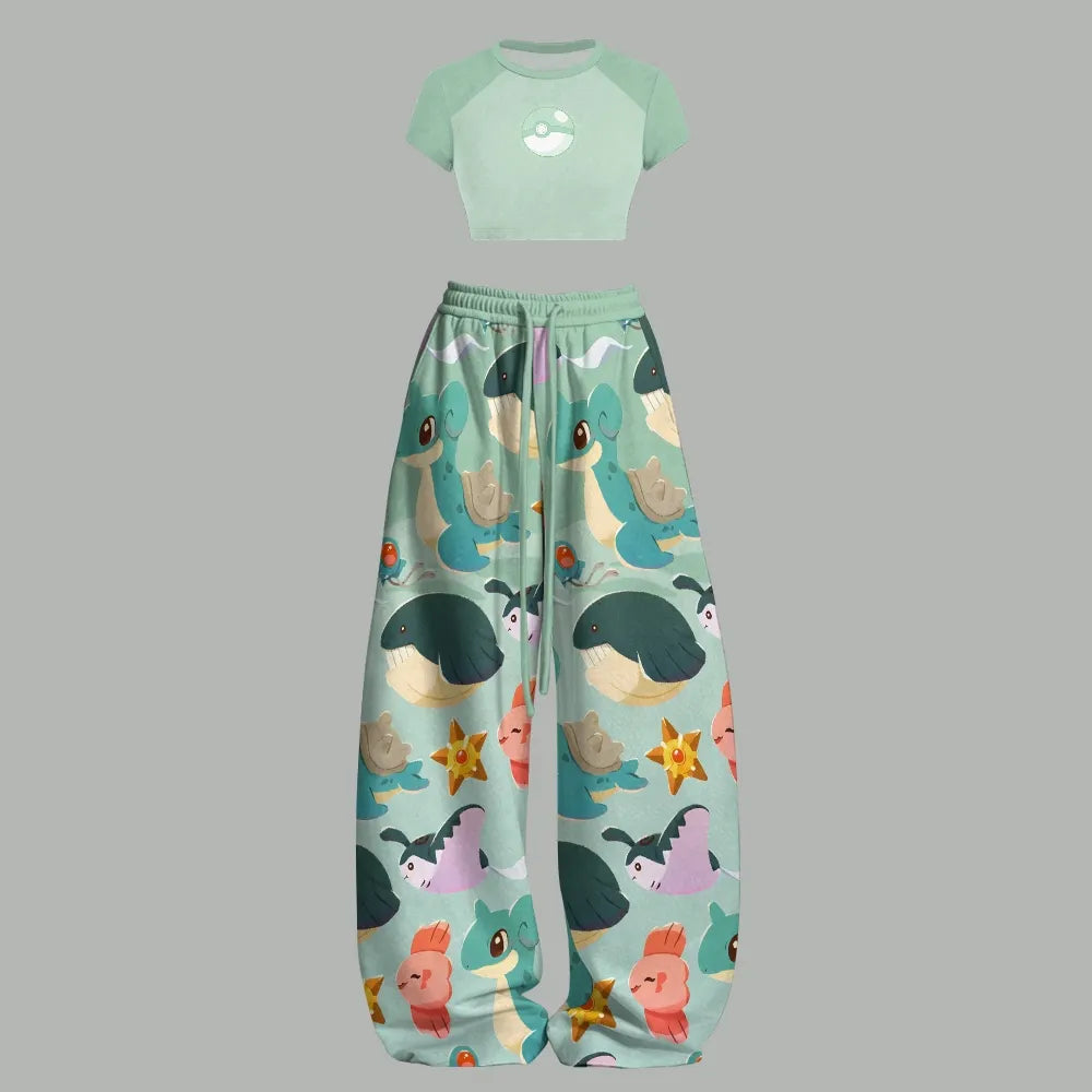 Pokémon Women's Crop Top and Elastic Waist Pants Set