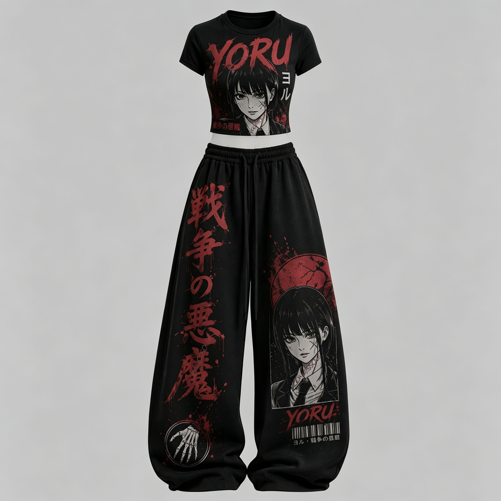 Chainsaw Man Top & Elasticated Trousers Two-Piece Set