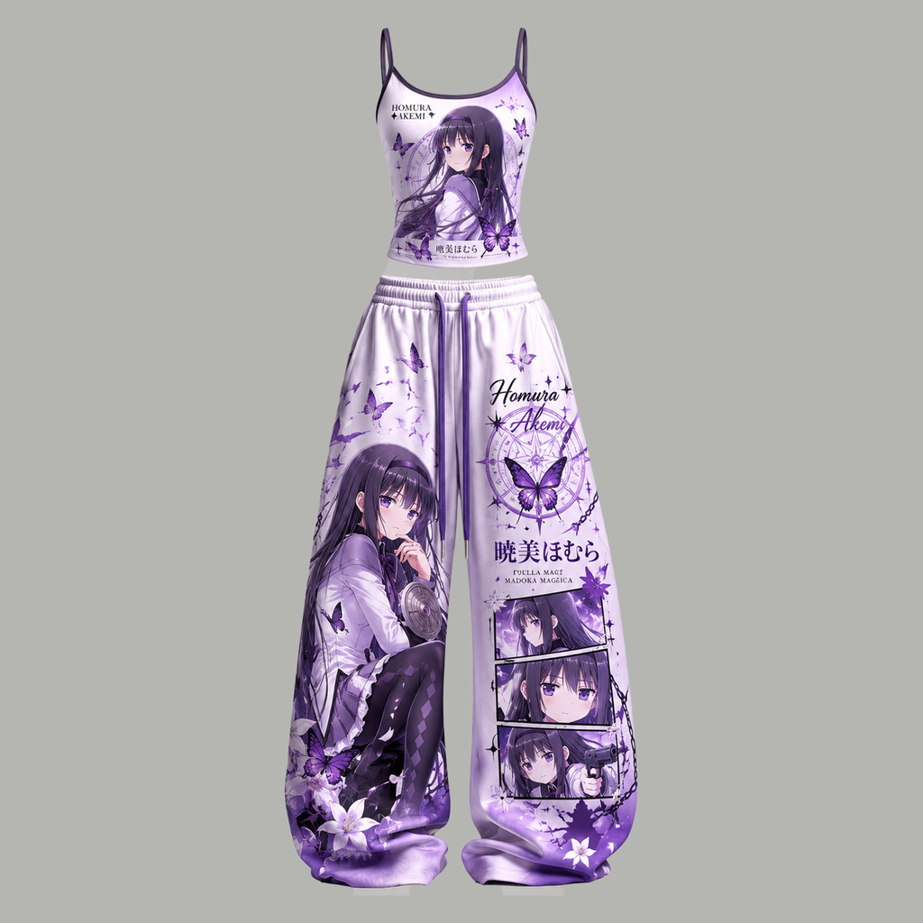 Puella Magi Madoka Magica Women's Top and Elastic-Waist Pants Two-Piece Set