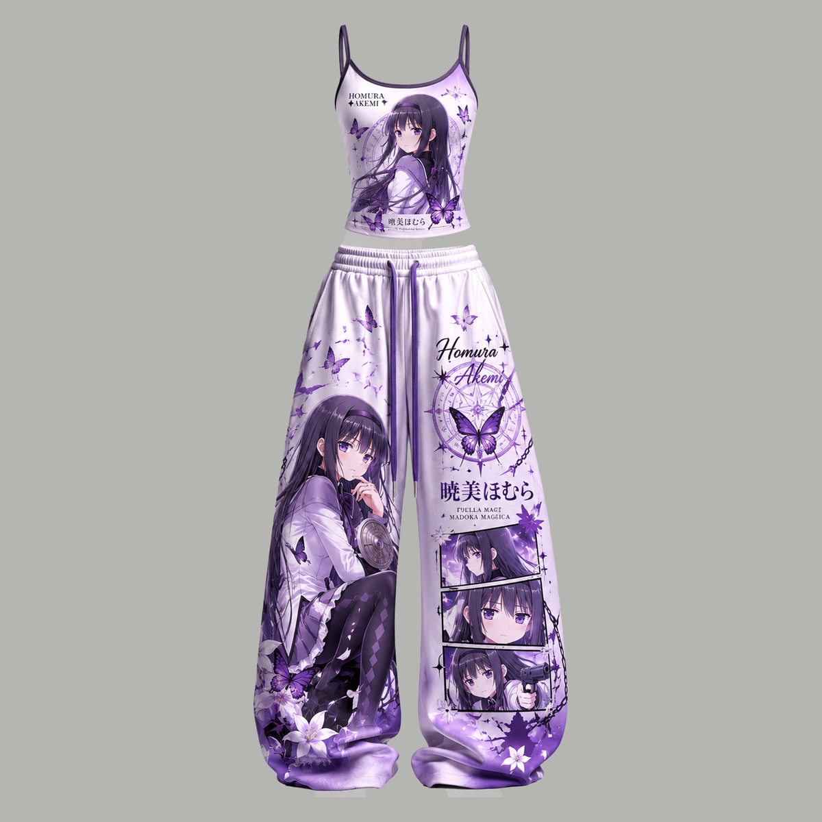 Puella Magi Madoka Magica Women's Top and Elastic-Waist Pants Two-Piece Set