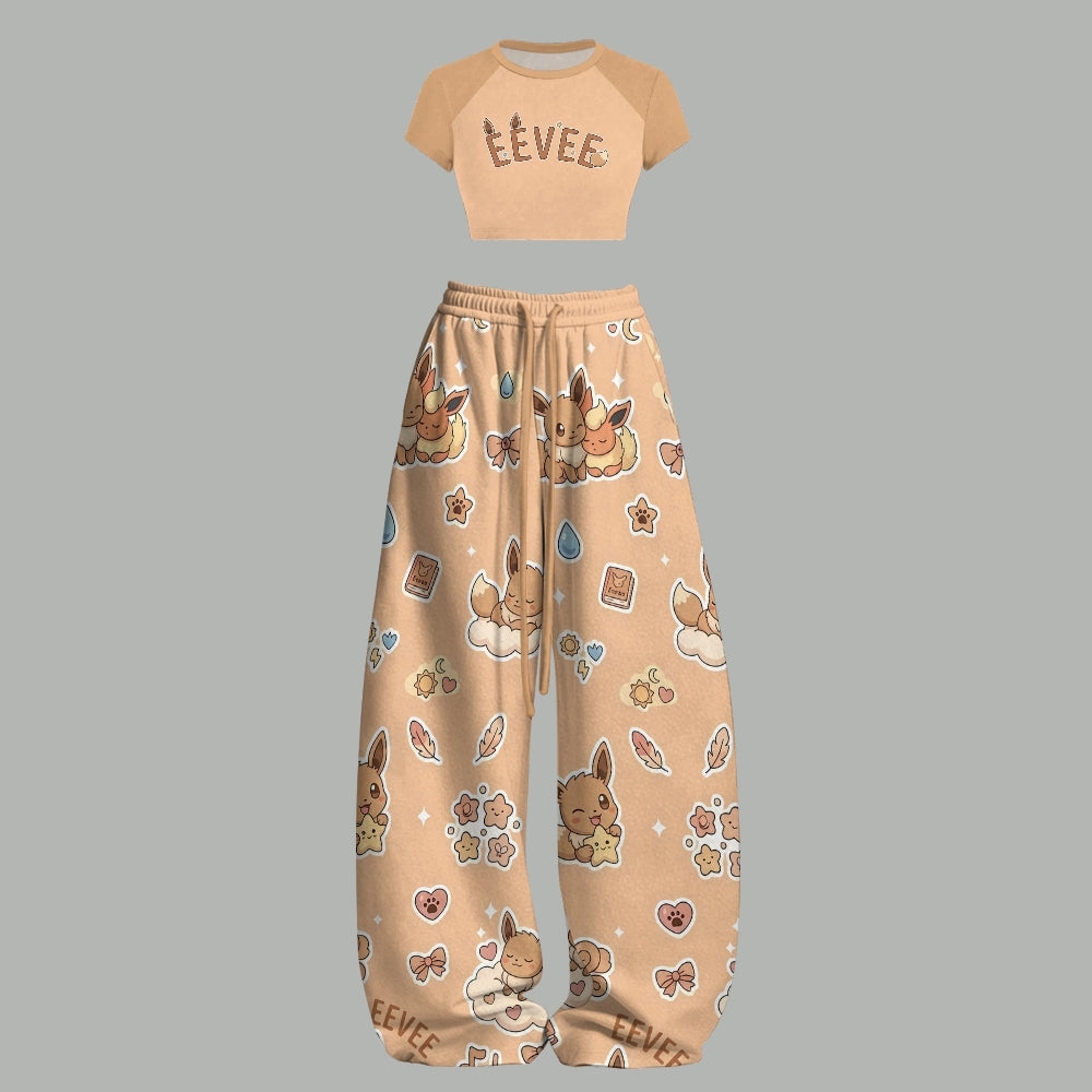 Pokémon Women's Crop Top and Elastic Waist Pants Set