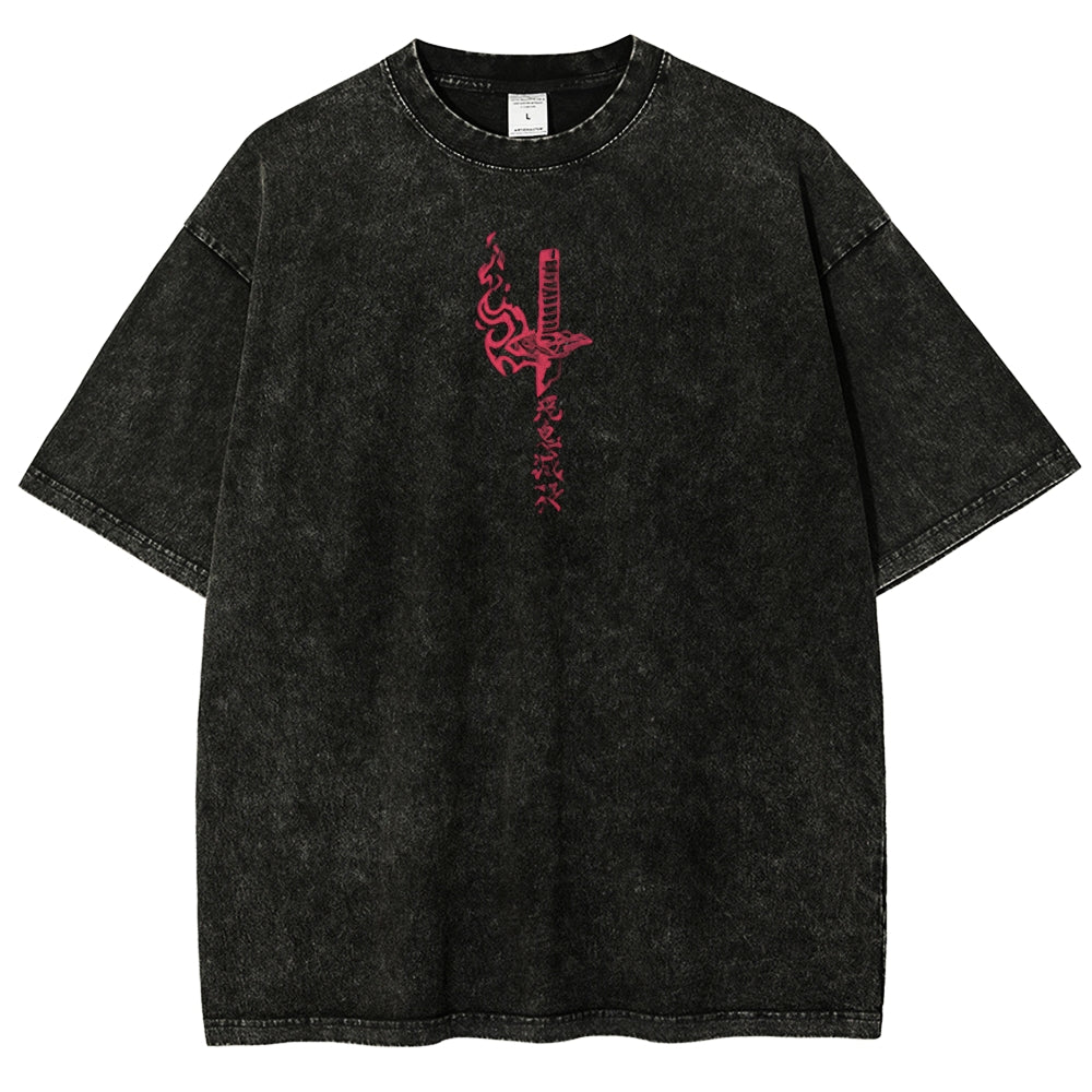 Unisex Fit Washed T-Shirt Demon Slayer