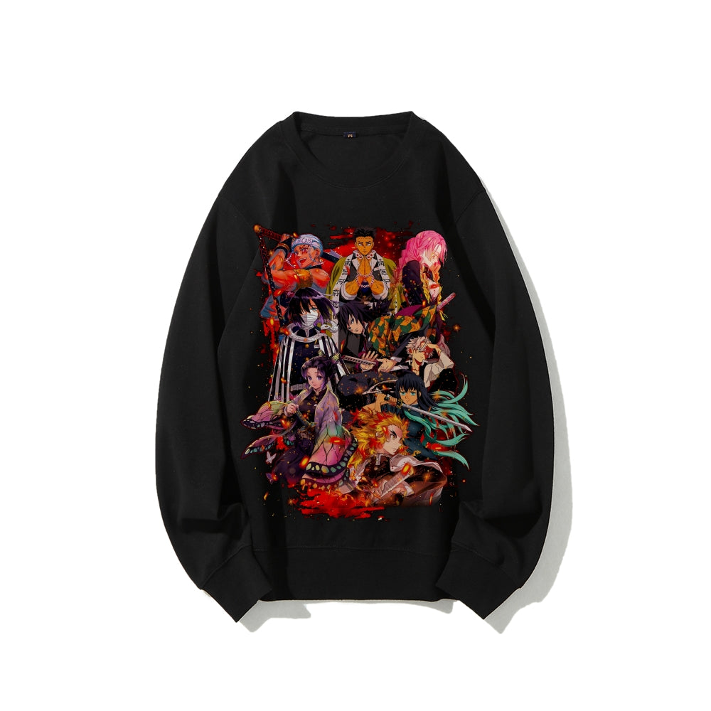 Demon Slayer Cotton Unisex Embroidered Crewneck Anime Sweatshirt