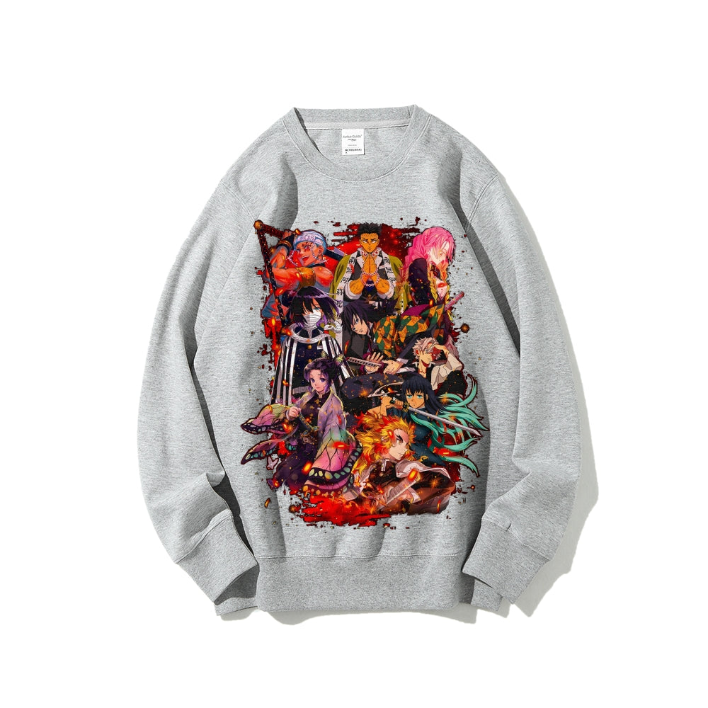 Demon Slayer Cotton Unisex Embroidered Crewneck Anime Sweatshirt