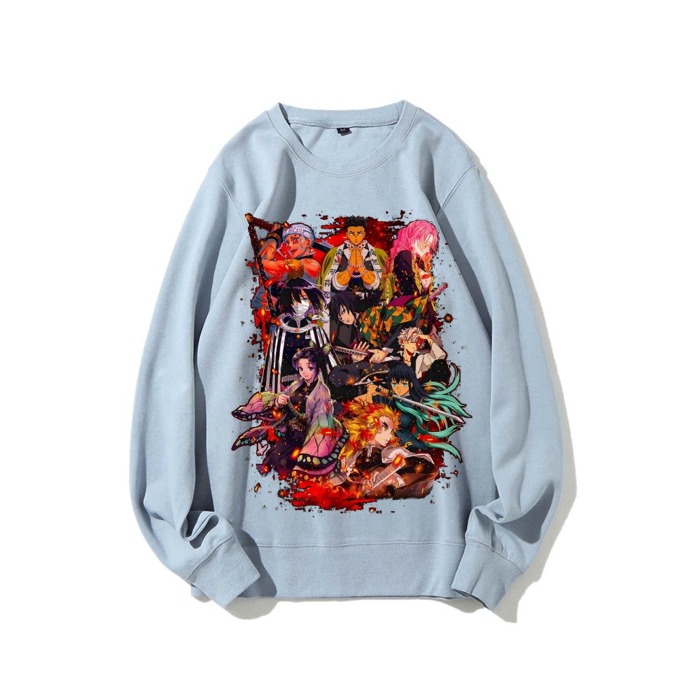 Demon Slayer Cotton Unisex Embroidered Crewneck Anime Sweatshirt
