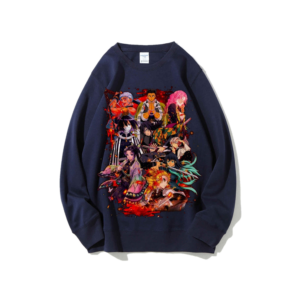 Demon Slayer Cotton Unisex Embroidered Crewneck Anime Sweatshirt