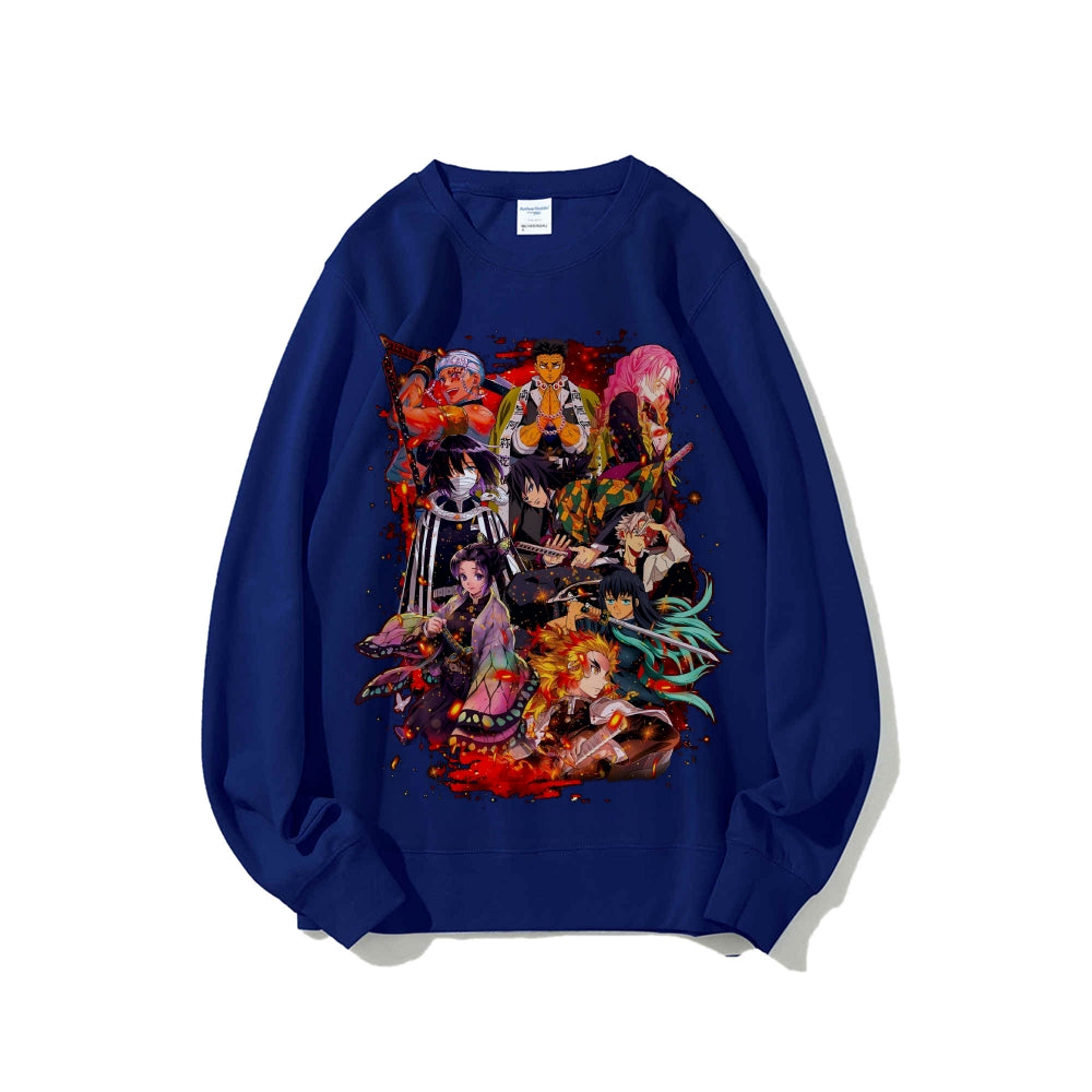 Demon Slayer Cotton Unisex Embroidered Crewneck Anime Sweatshirt