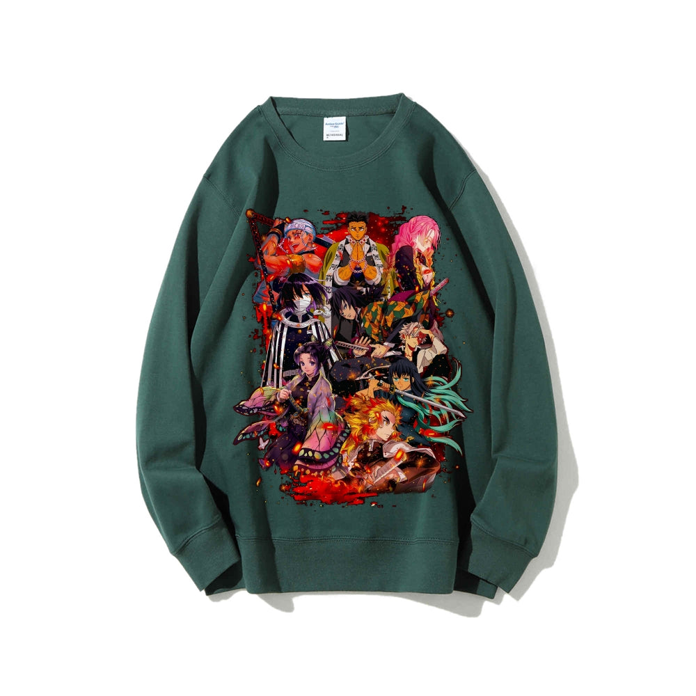 Demon Slayer Cotton Unisex Embroidered Crewneck Anime Sweatshirt