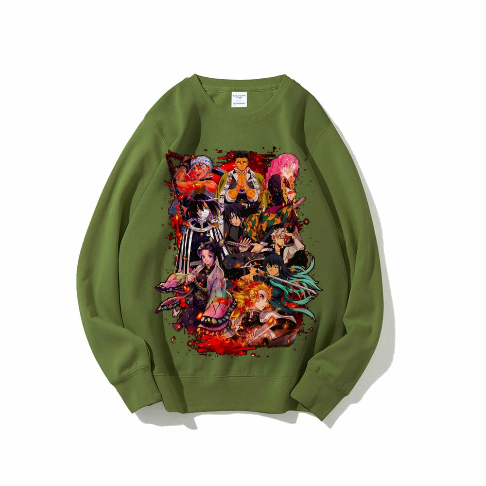 Demon Slayer Cotton Unisex Embroidered Crewneck Anime Sweatshirt