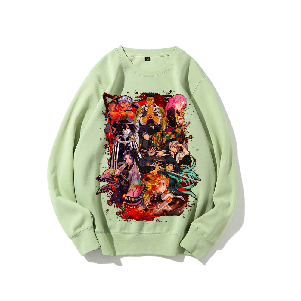 Demon Slayer Cotton Unisex Embroidered Crewneck Anime Sweatshirt