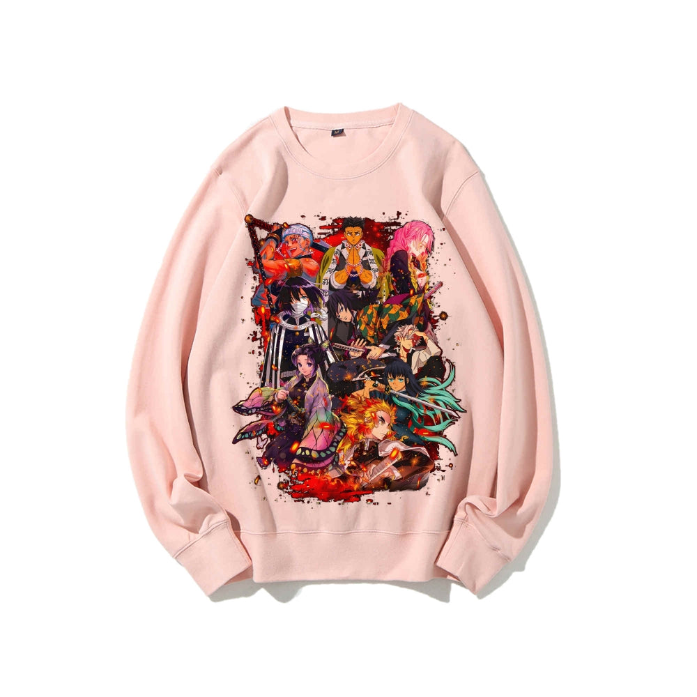 Demon Slayer Cotton Unisex Embroidered Crewneck Anime Sweatshirt
