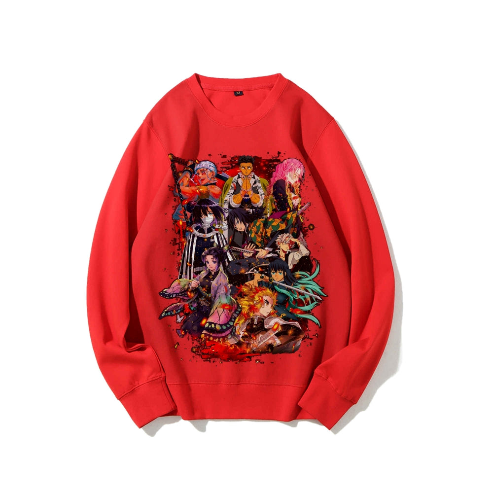 Demon Slayer Cotton Unisex Embroidered Crewneck Anime Sweatshirt