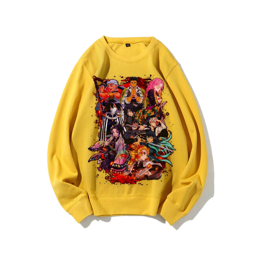 Demon Slayer Cotton Unisex Embroidered Crewneck Anime Sweatshirt