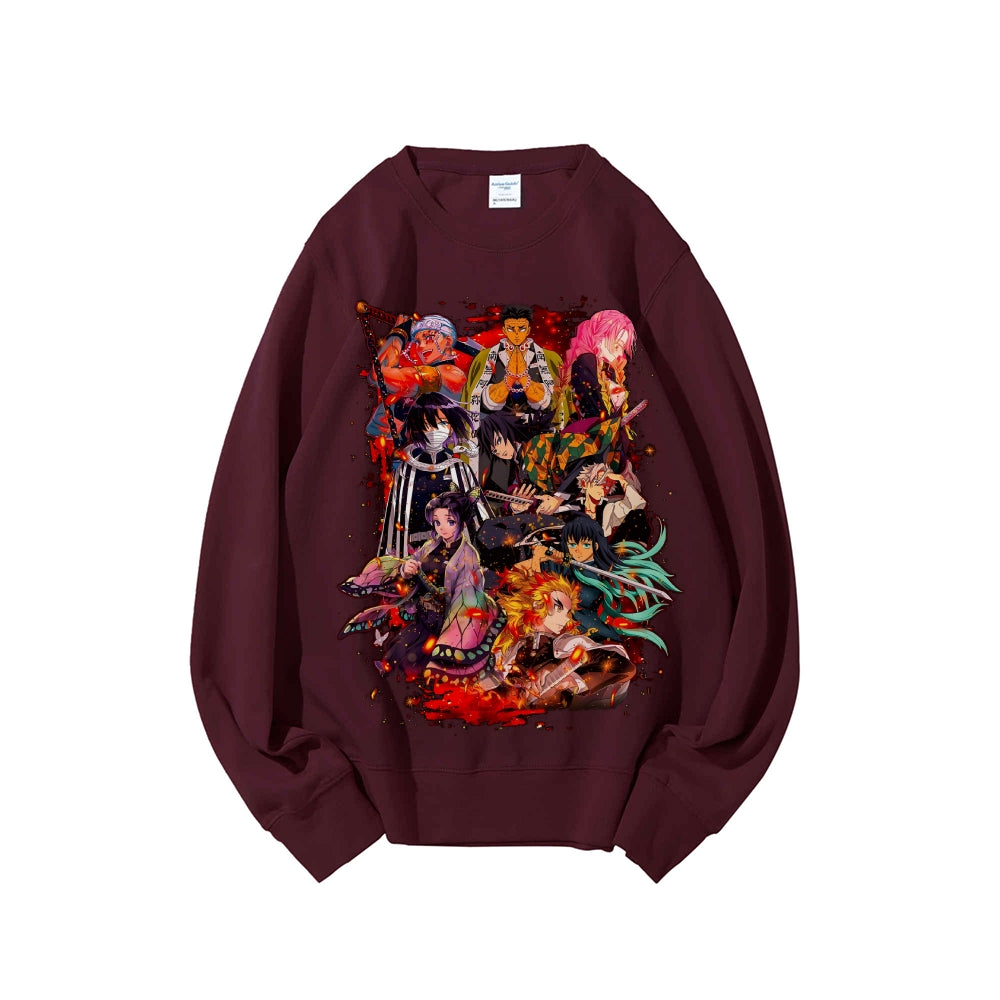 Demon Slayer Cotton Unisex Embroidered Crewneck Anime Sweatshirt