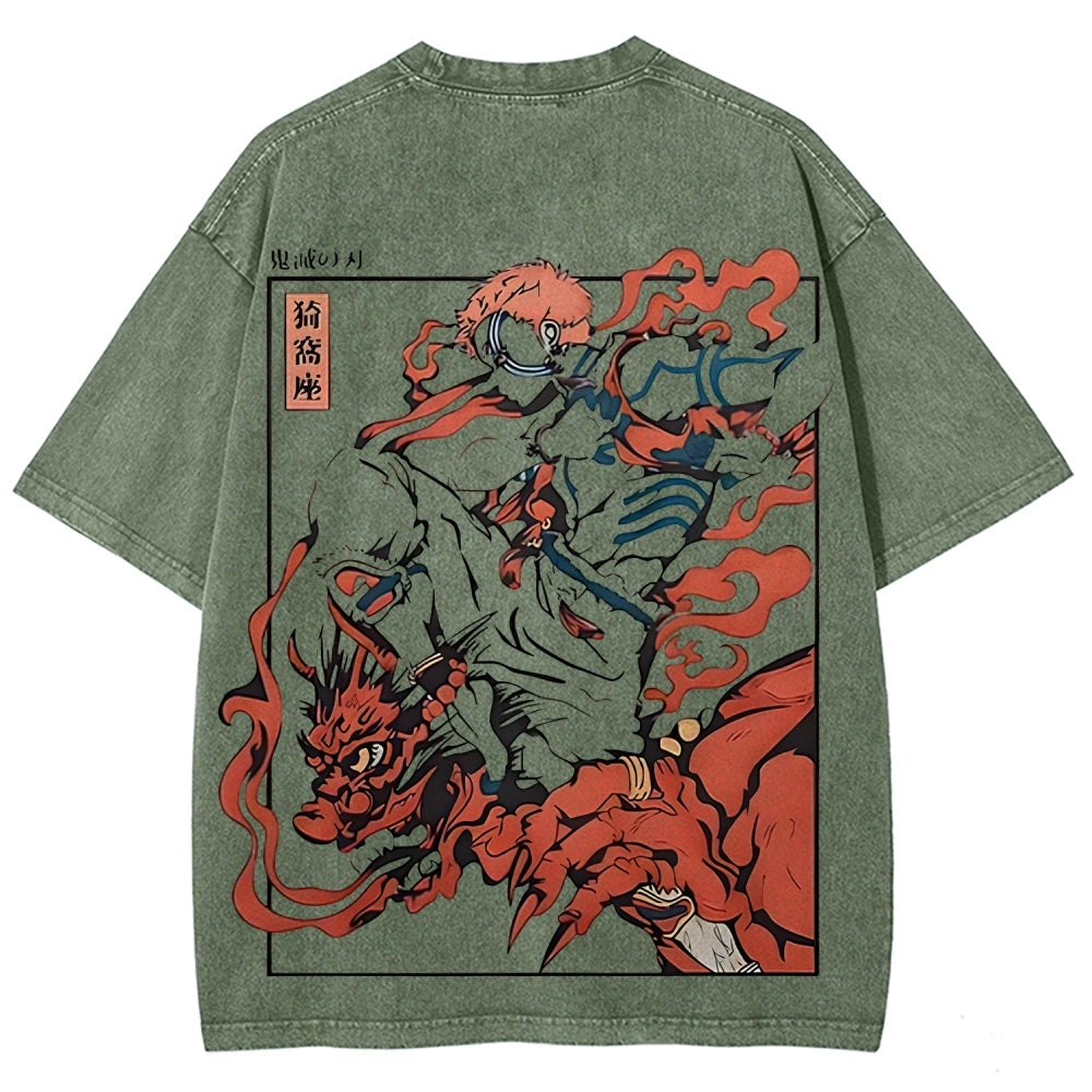 Unisex Fit Washed T-Shirt Demon Slayer