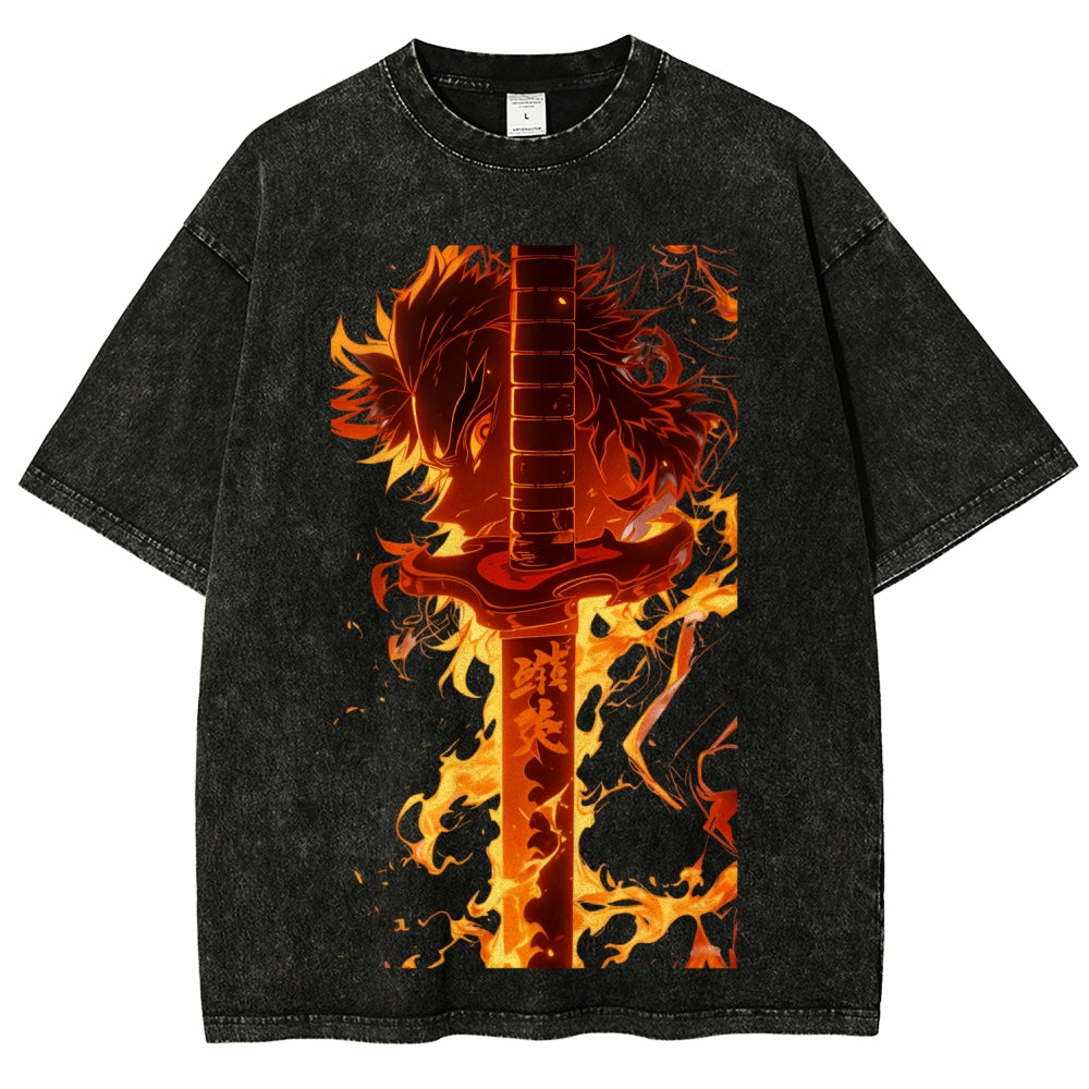 Unisex Fit Washed T-Shirt Demon Slayer