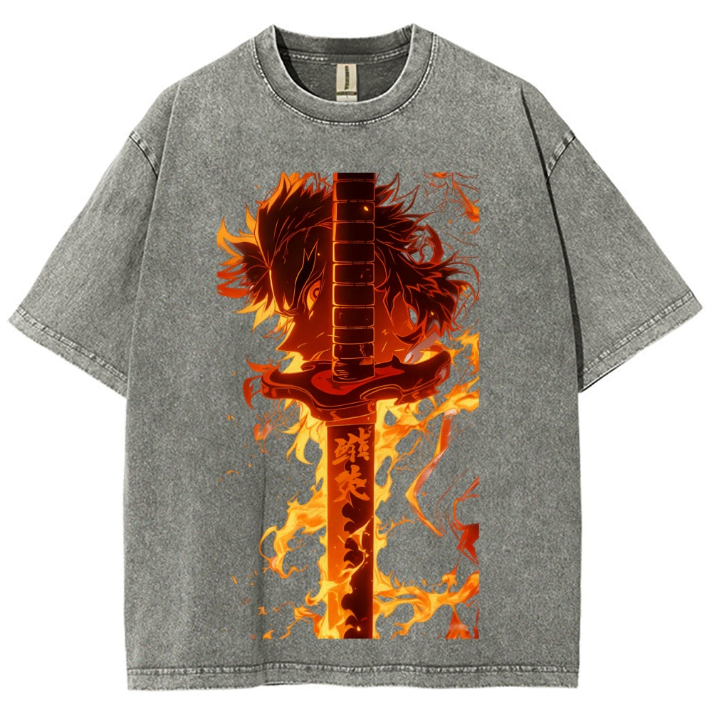 Unisex Fit Washed T-Shirt Demon Slayer