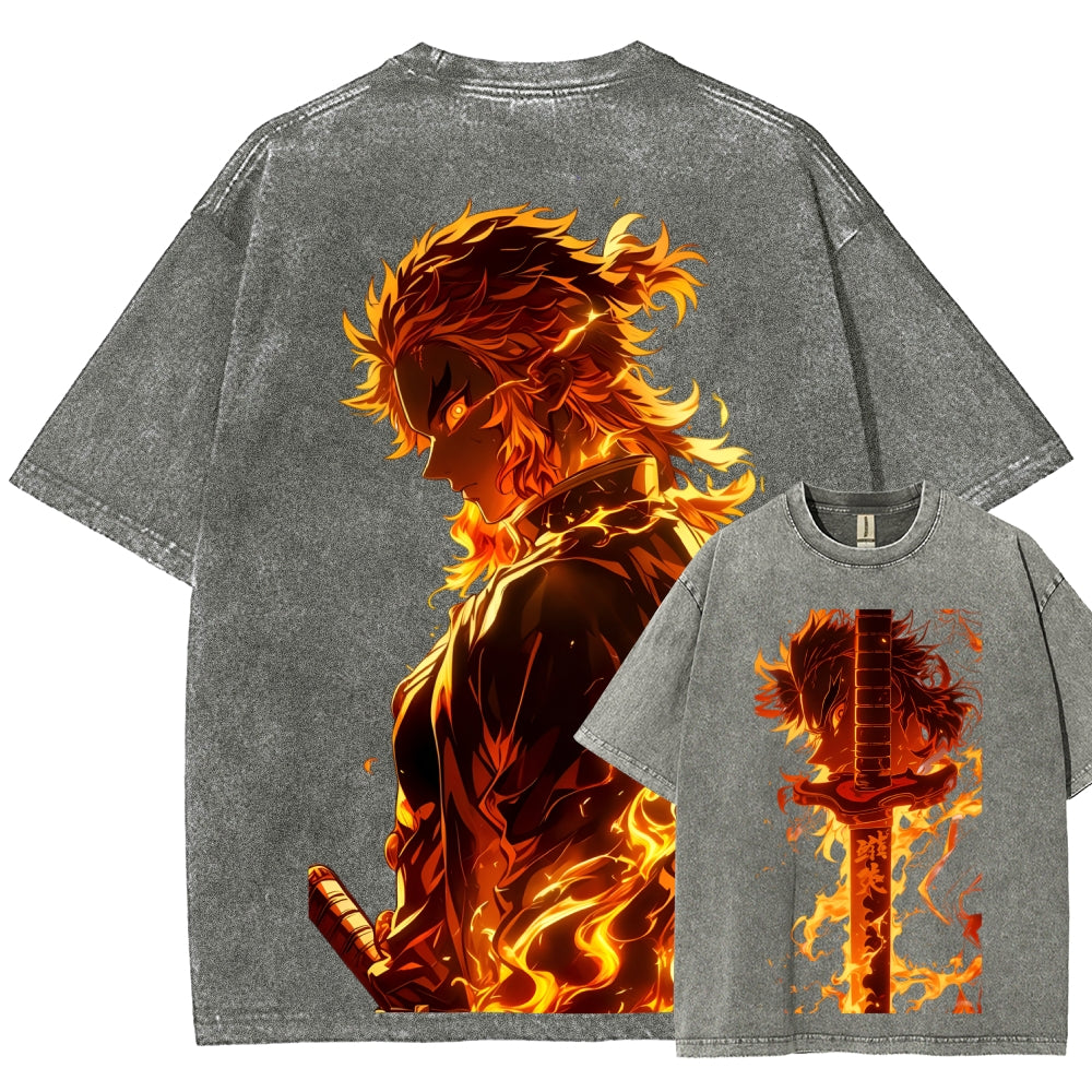 Unisex Fit Washed T-Shirt Demon Slayer