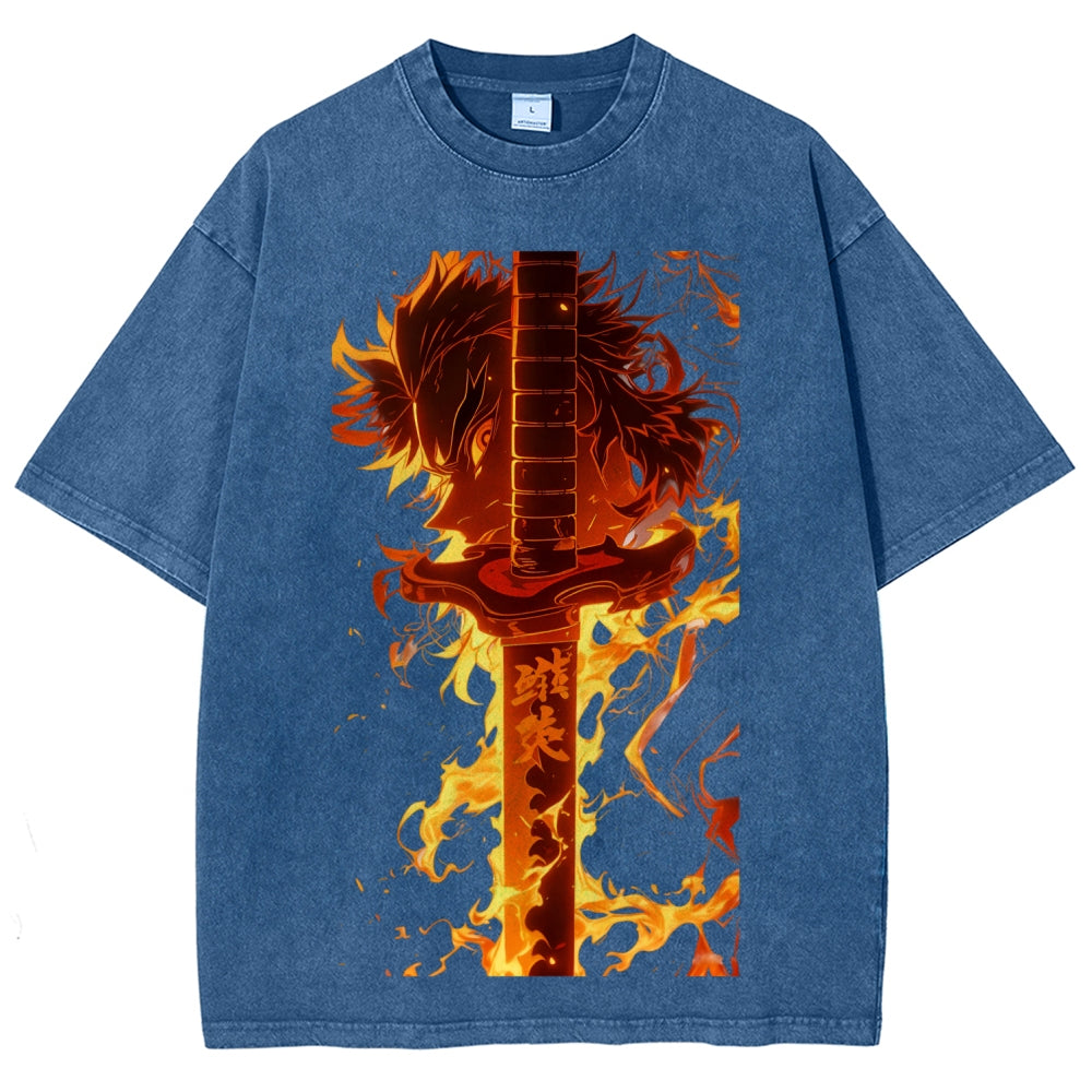 Unisex Fit Washed T-Shirt Demon Slayer