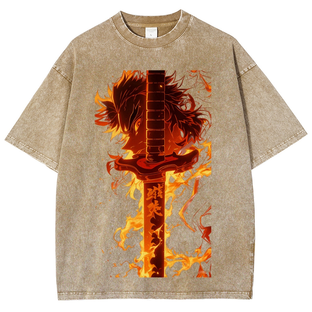 Unisex Fit Washed T-Shirt Demon Slayer