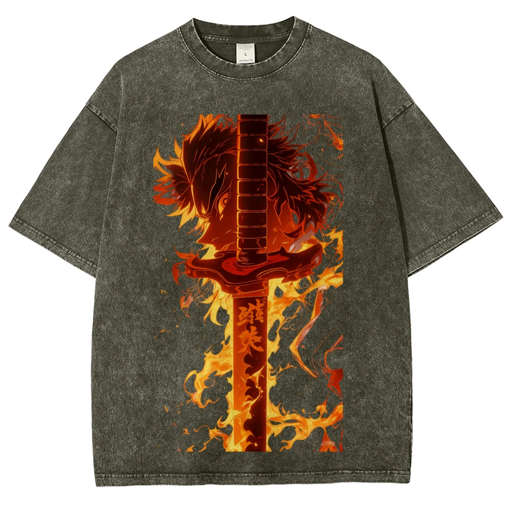 Unisex Fit Washed T-Shirt Demon Slayer
