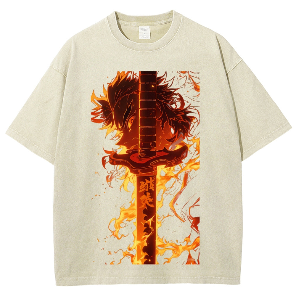 Unisex Fit Washed T-Shirt Demon Slayer