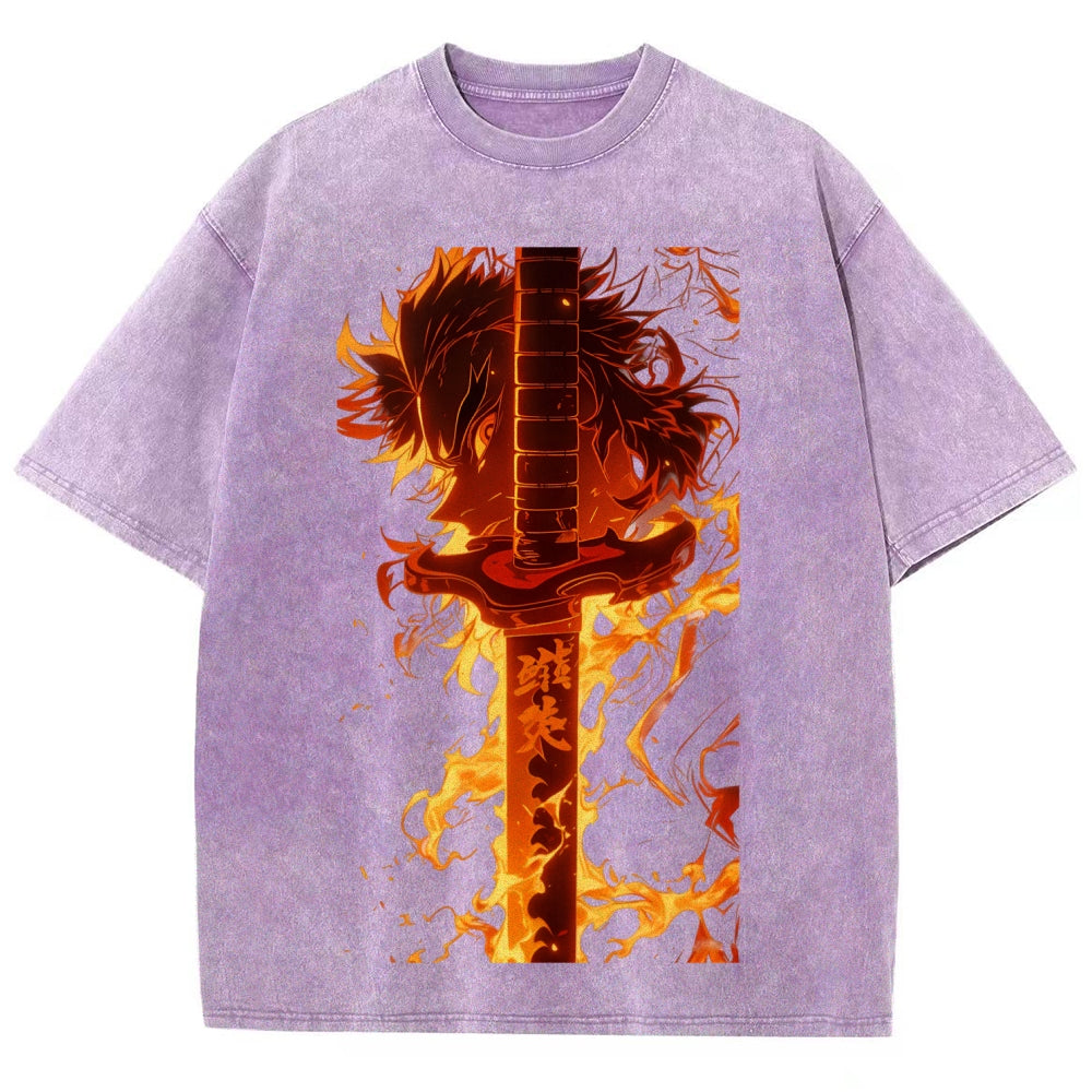 Unisex Fit Washed T-Shirt Demon Slayer