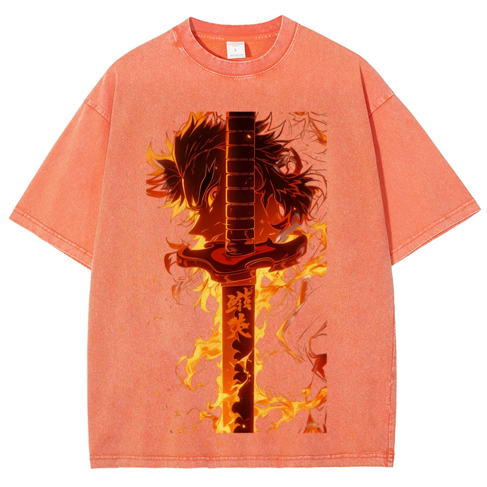 Unisex Fit Washed T-Shirt Demon Slayer