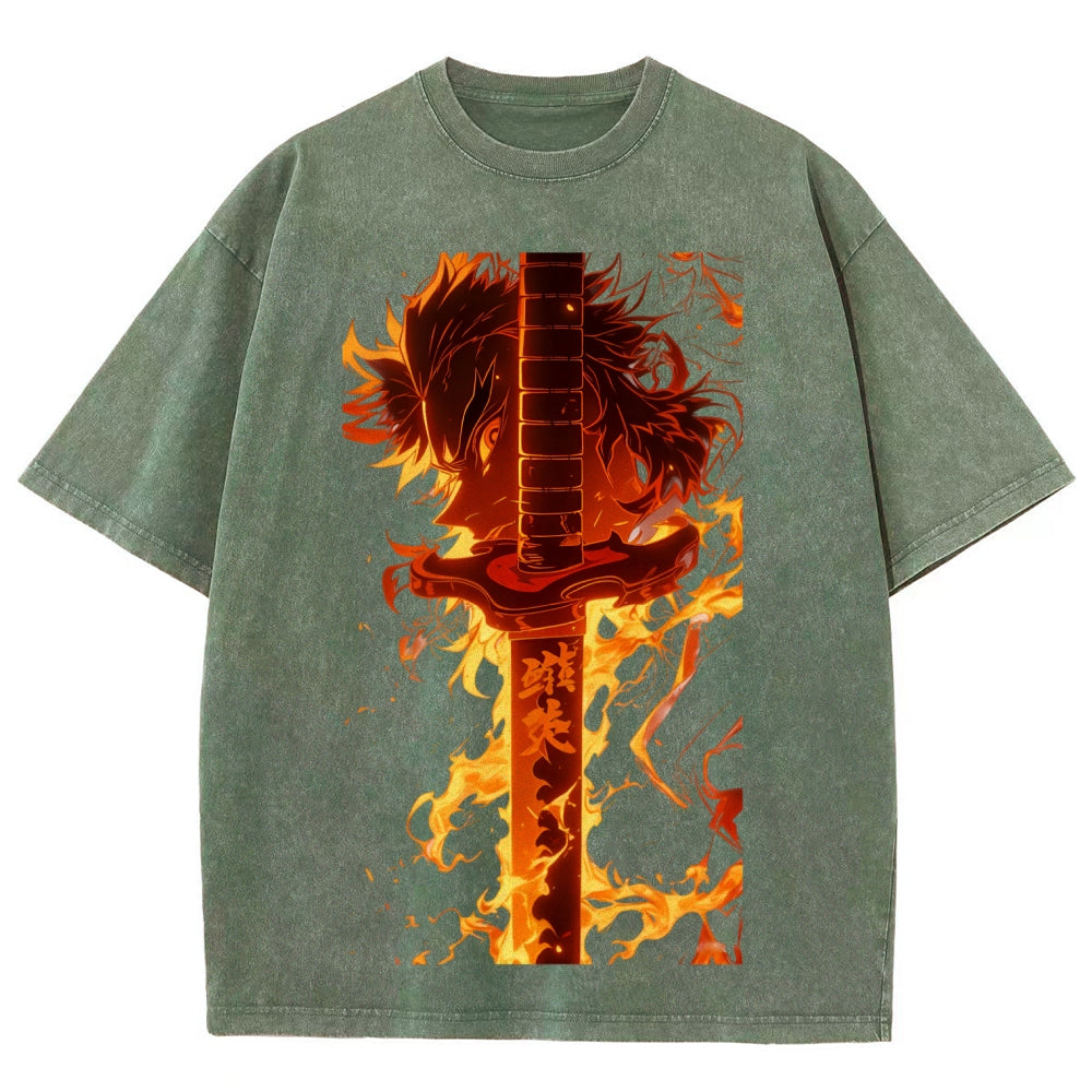 Unisex Fit Washed T-Shirt Demon Slayer