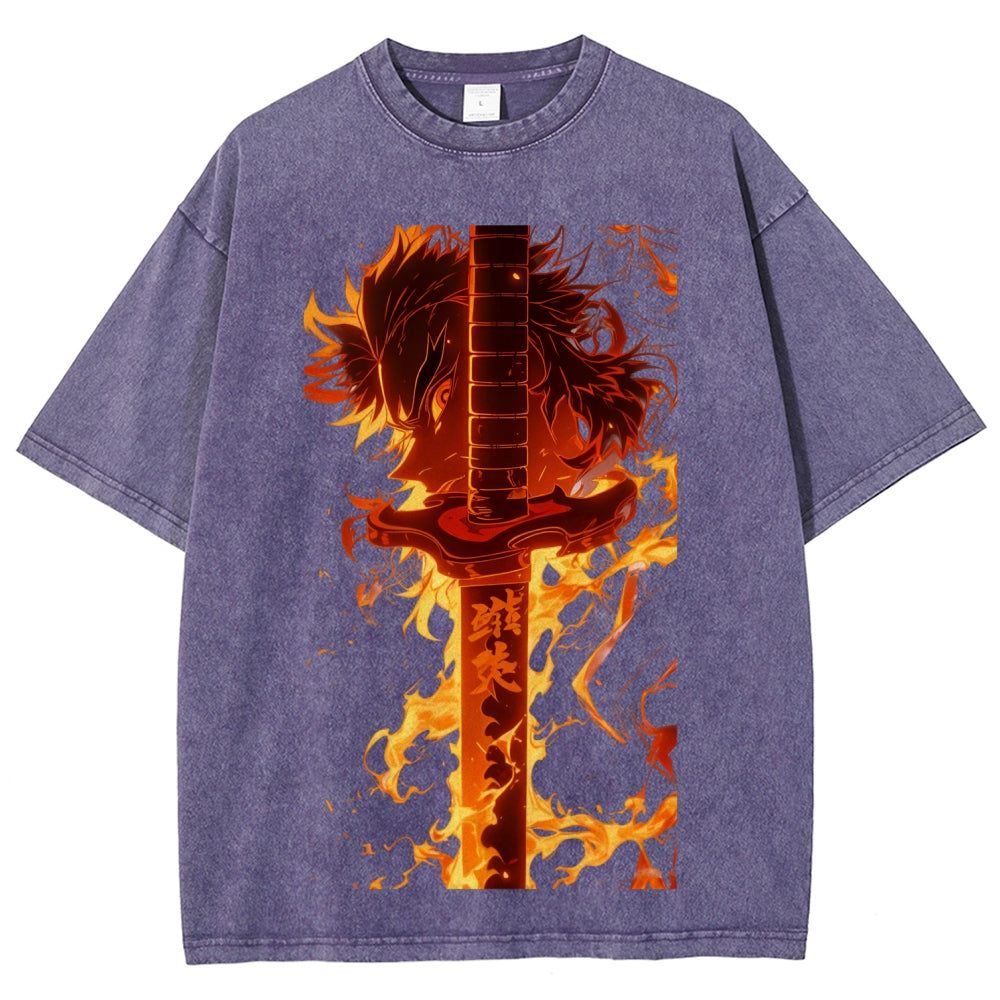 Unisex Fit Washed T-Shirt Demon Slayer