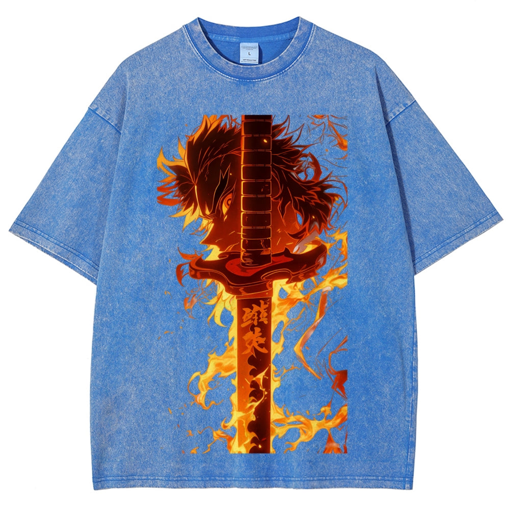 Unisex Fit Washed T-Shirt Demon Slayer
