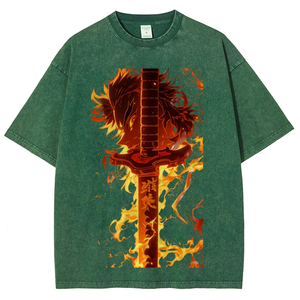 Unisex Fit Washed T-Shirt Demon Slayer