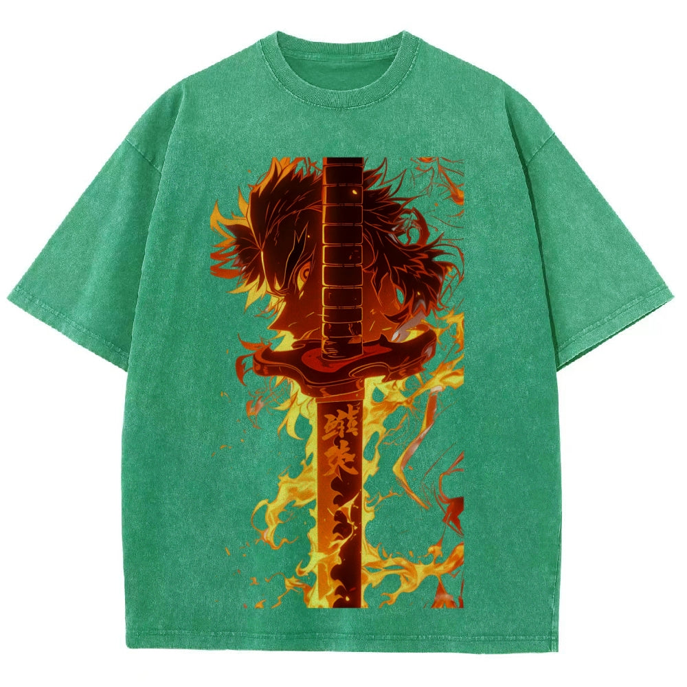 Unisex Fit Washed T-Shirt Demon Slayer