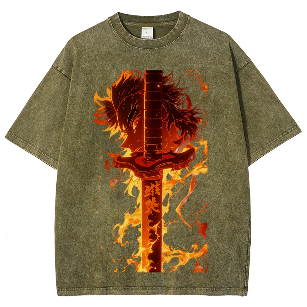 Unisex Fit Washed T-Shirt Demon Slayer