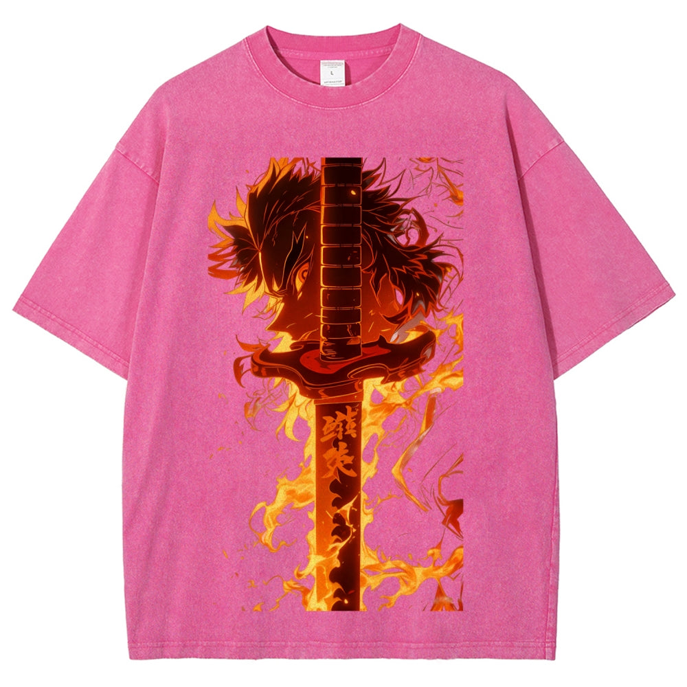 Unisex Fit Washed T-Shirt Demon Slayer