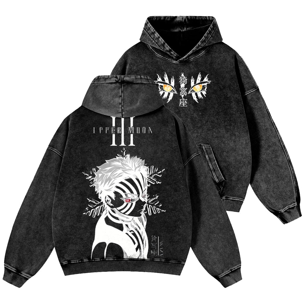 Unisex Casual Printed Double-sided Washed Hoodie Demon Slayer