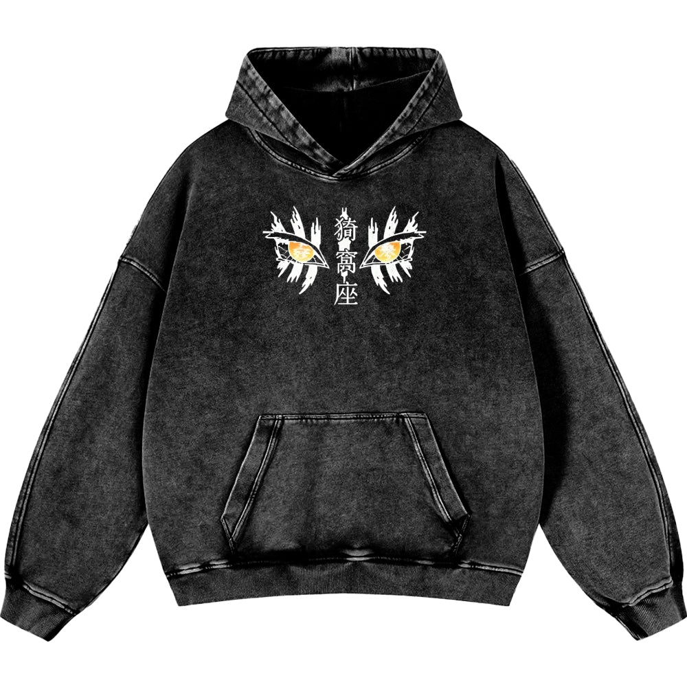 Unisex Casual Printed Double-sided Washed Hoodie Demon Slayer
