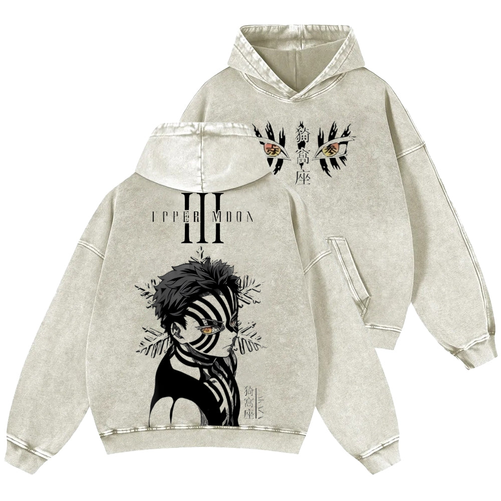 Unisex Casual Printed Double-sided Washed Hoodie Demon Slayer