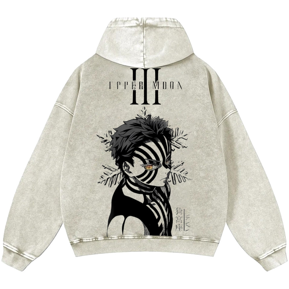 Unisex Casual Printed Double-sided Washed Hoodie Demon Slayer