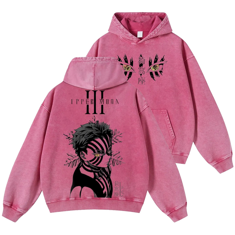 Unisex Casual Printed Double-sided Washed Hoodie Demon Slayer